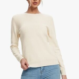 Ivory 100% Wool Luxurious Long Sleeve Pullover Sweater Size Small‎